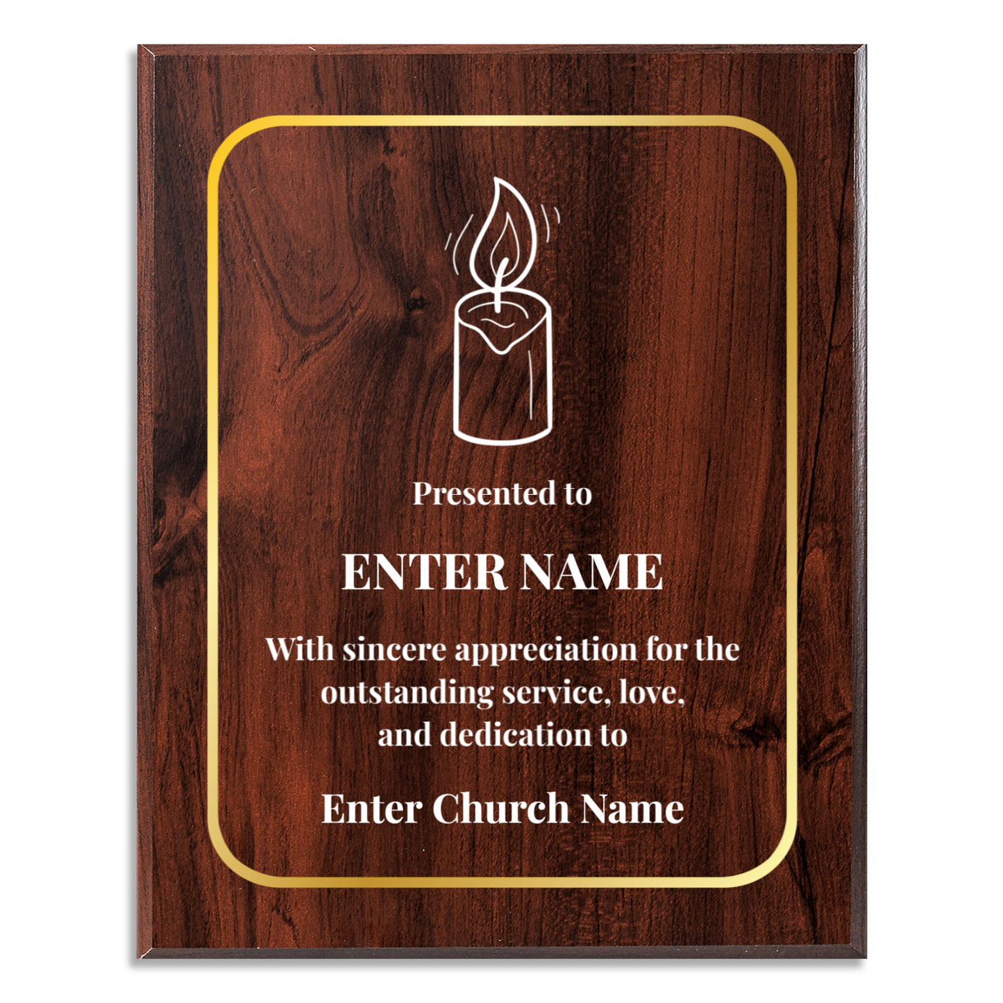 Personalized Church Candle 12" x 15" UV Printed Luxury Award