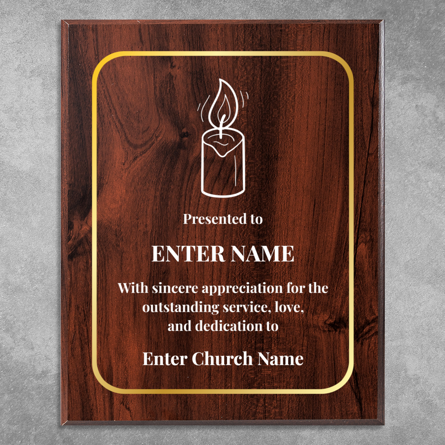 Personalized Church Candle 12" x 15" UV Printed Luxury Award