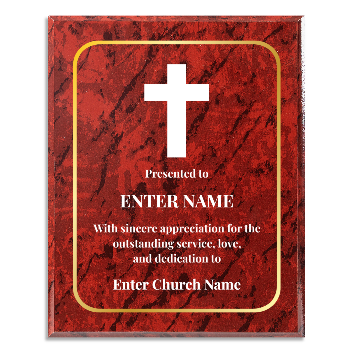 Personalized Church Cross 12" x 15" UV Printed Luxury Award