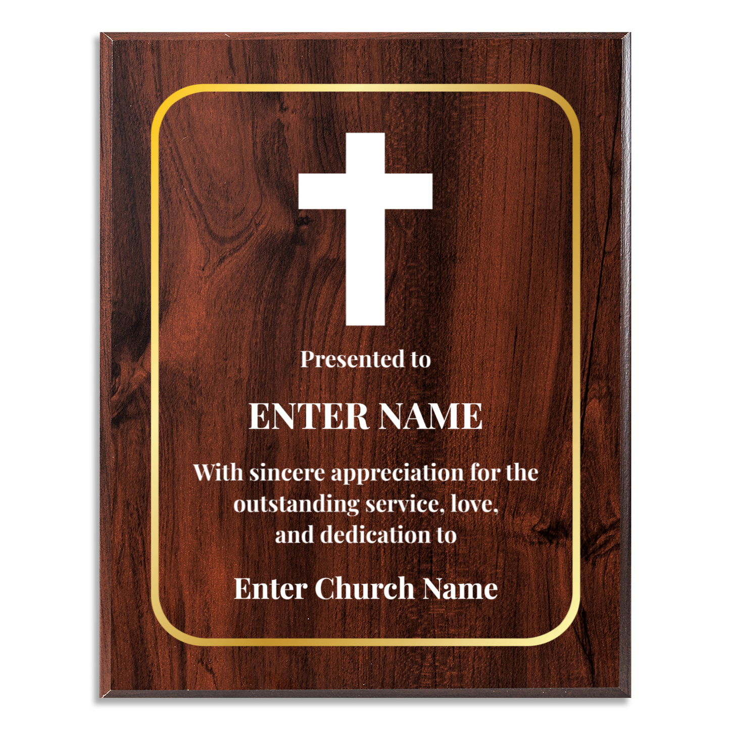 Personalized Church Cross 12" x 15" UV Printed Luxury Award