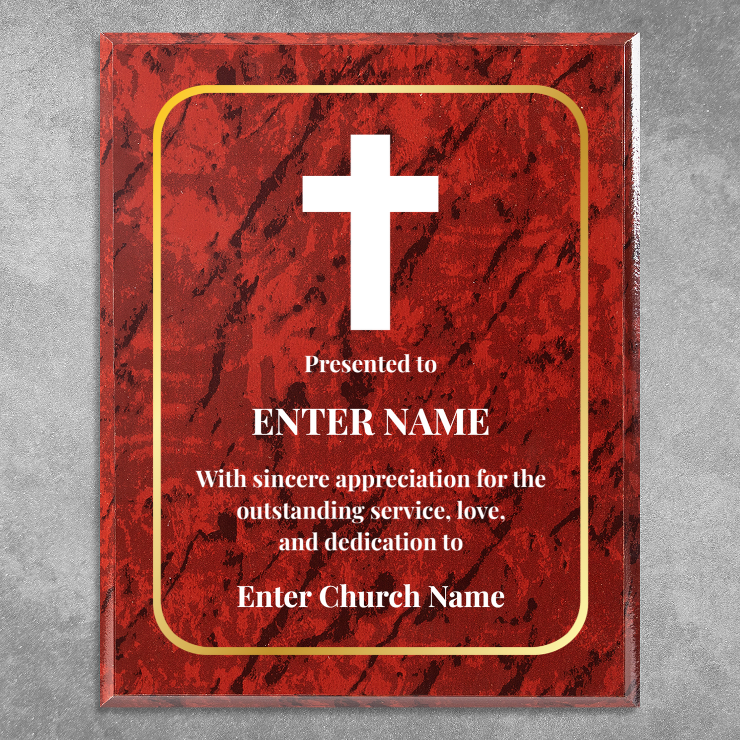 Personalized Church Cross 12" x 15" UV Printed Luxury Award