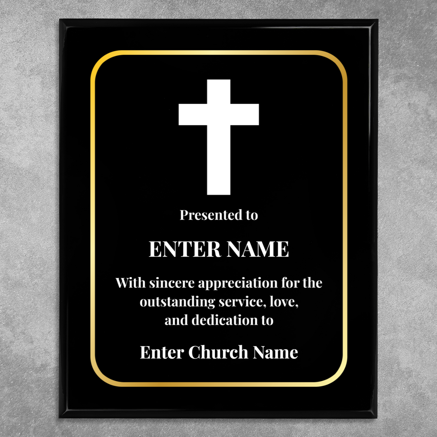 Personalized Church Cross 12" x 15" UV Printed Luxury Award