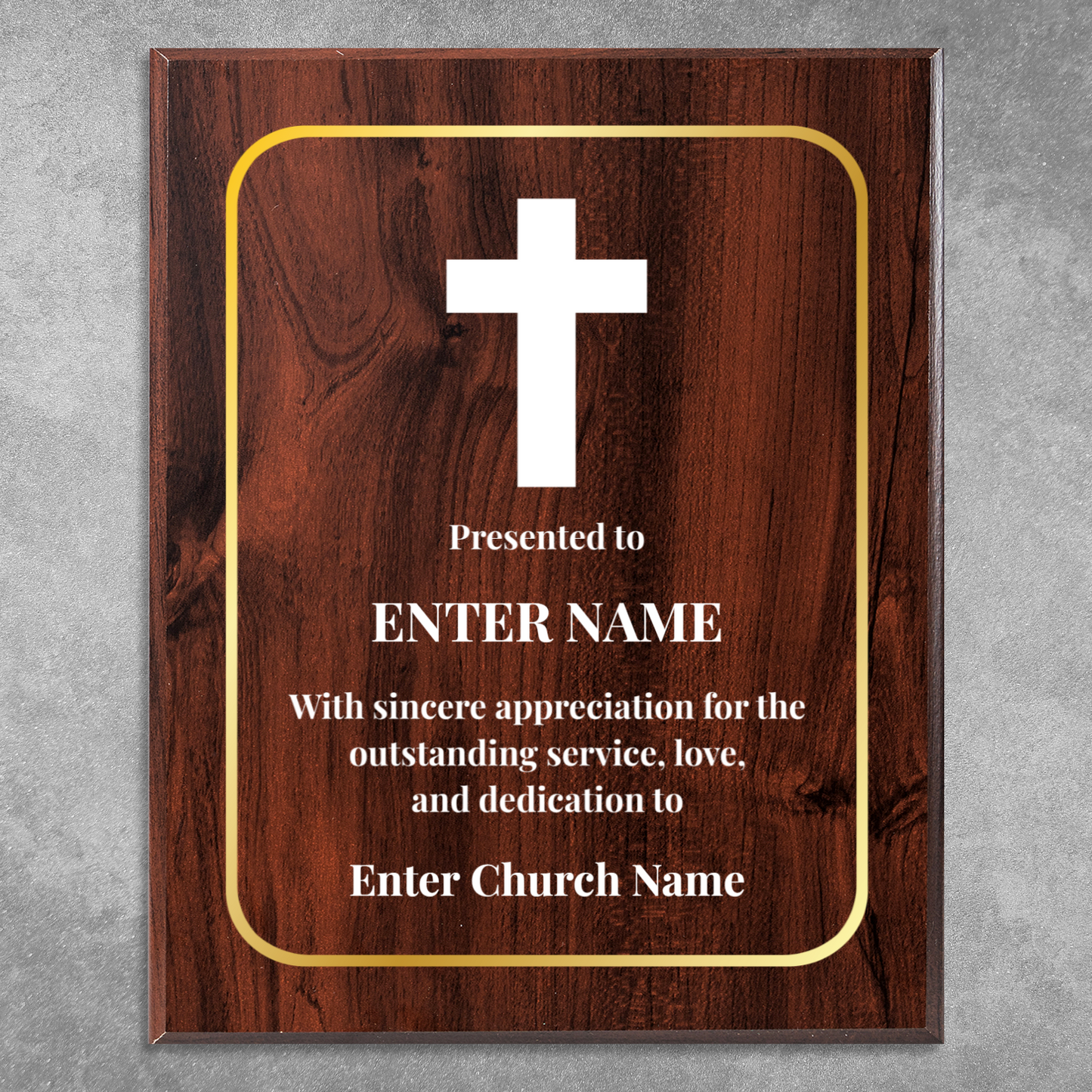 Personalized Church Cross 12" x 15" UV Printed Luxury Award