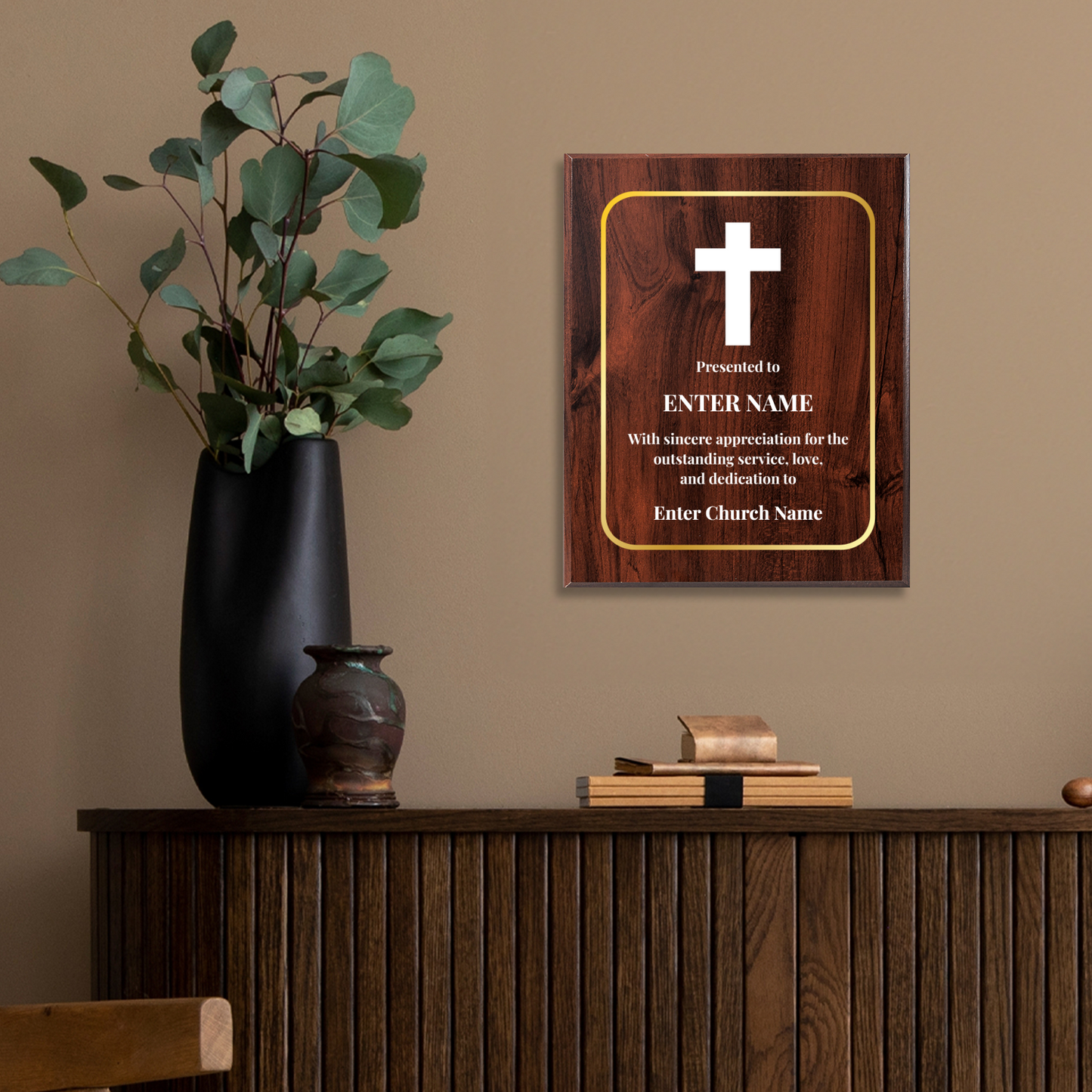 Personalized Church Cross 12" x 15" UV Printed Luxury Award