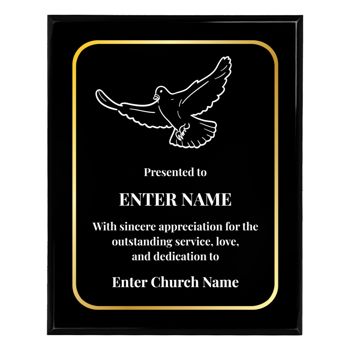 Personalized Church Dove Of Peace 12" x 15" UV Printed Luxury Award