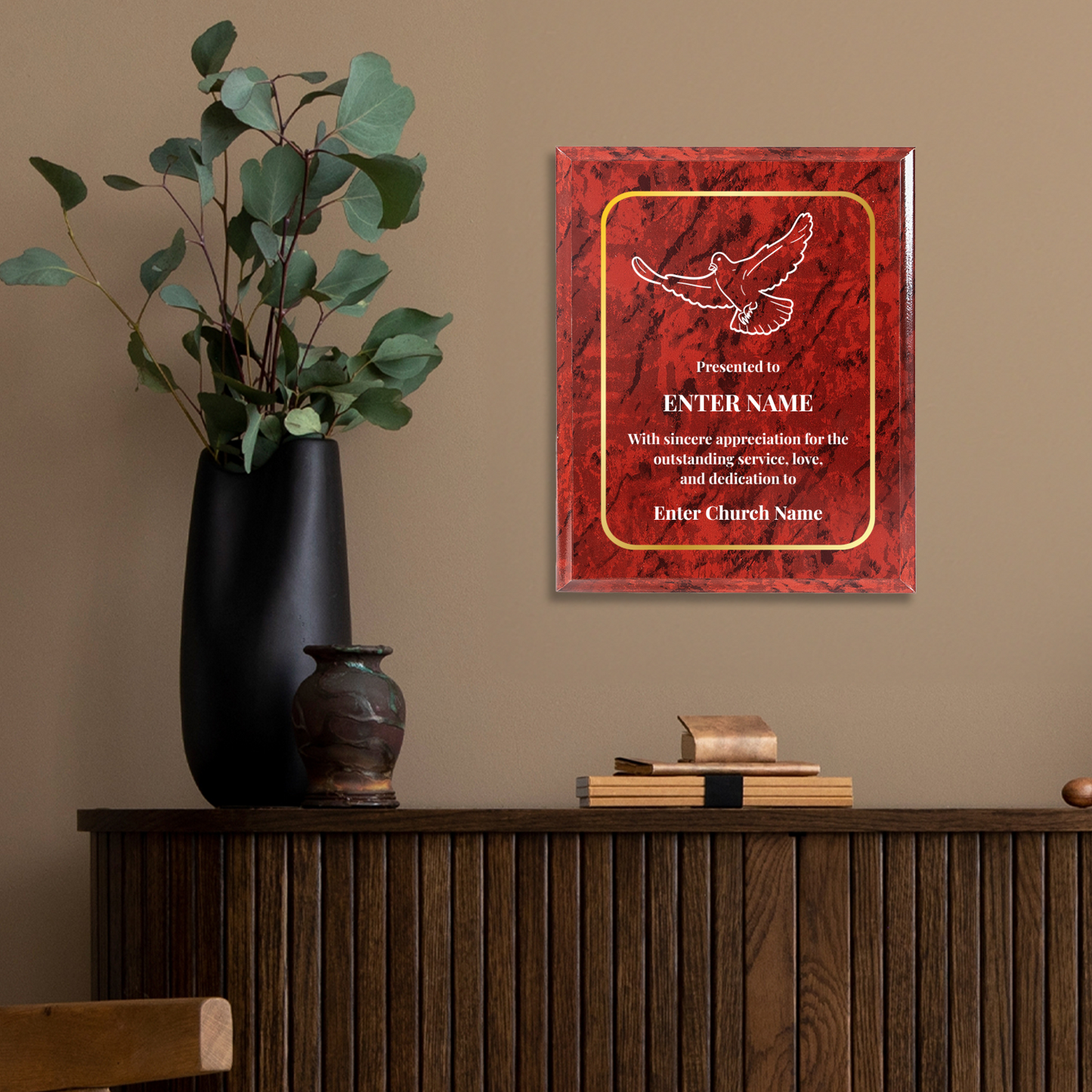 Personalized Church Dove Of Peace 12" x 15" UV Printed Luxury Award