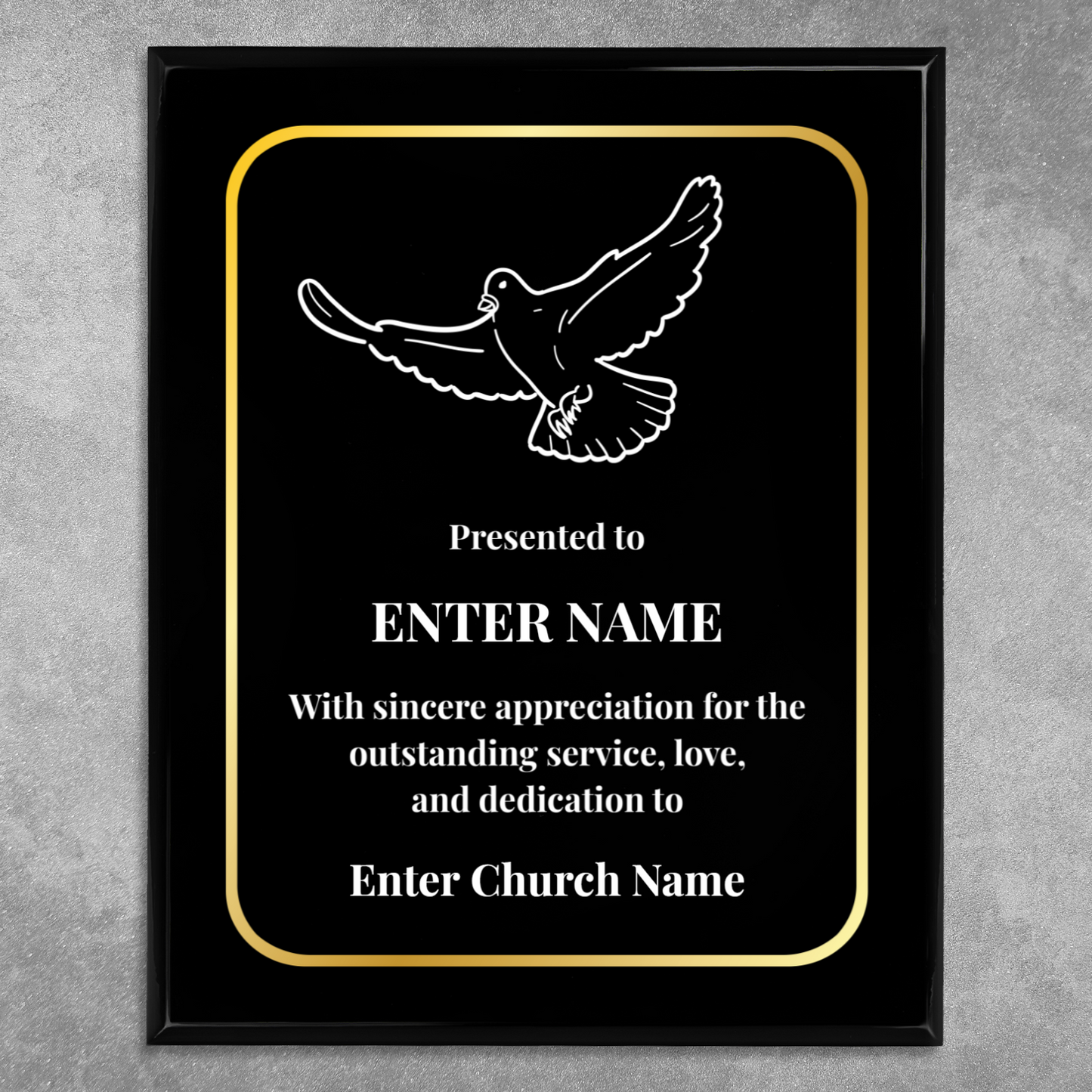 Personalized Church Dove Of Peace 12" x 15" UV Printed Luxury Award