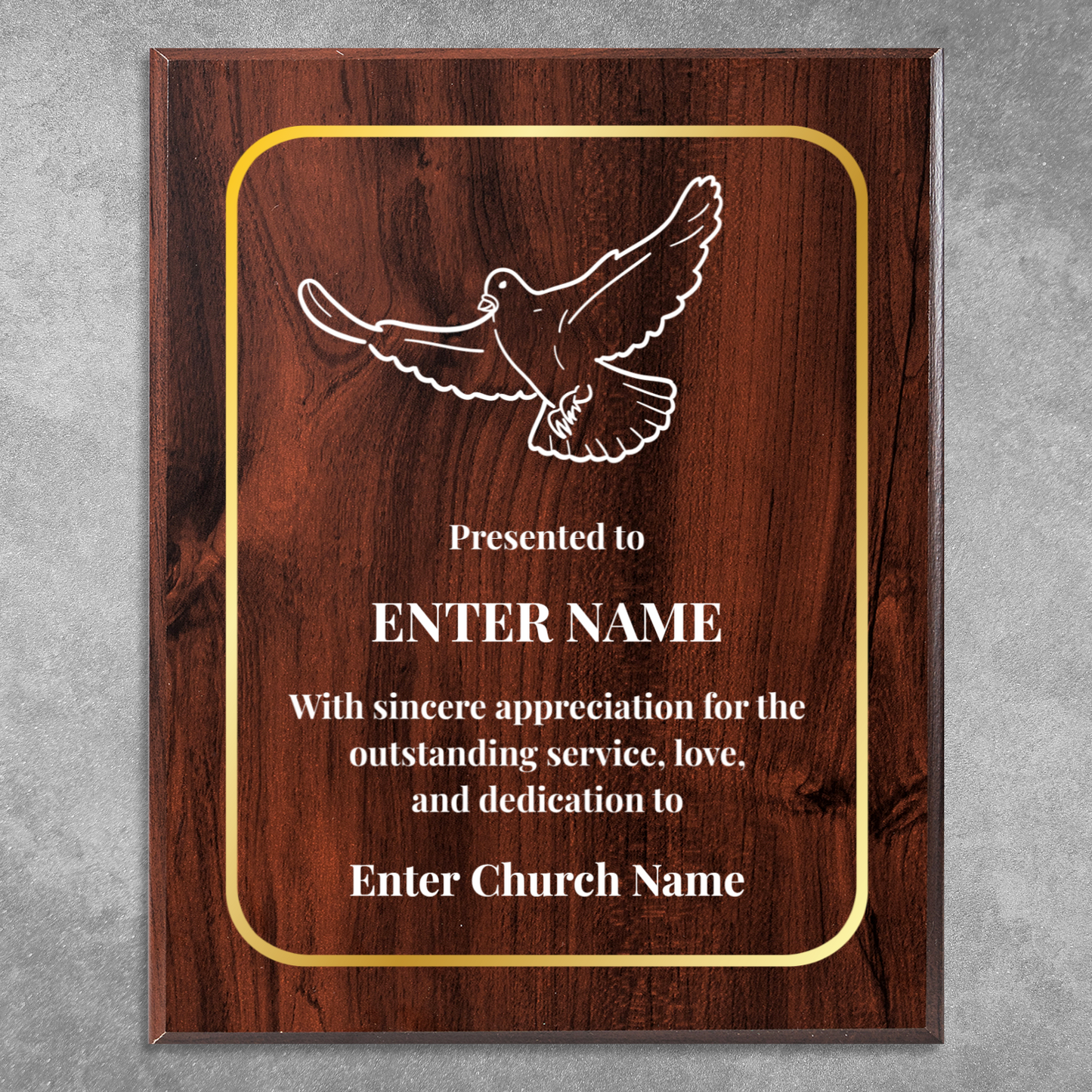 Personalized Church Dove Of Peace 12" x 15" UV Printed Luxury Award