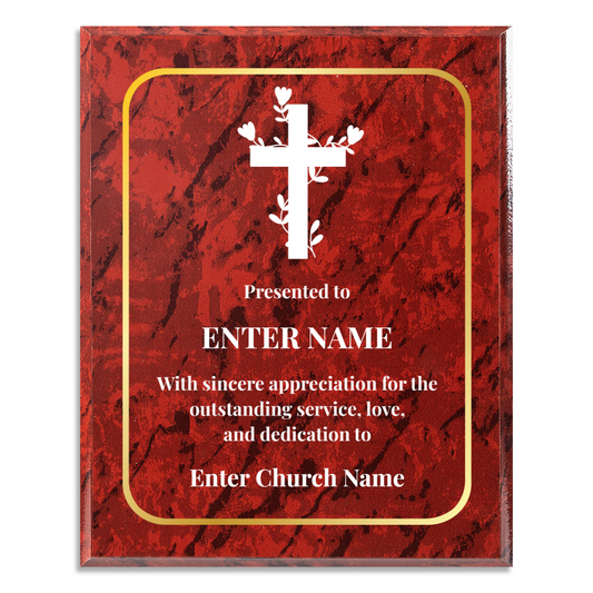 Personalized Church Floral Cross 12" x 15" UV Printed Luxury Award 2