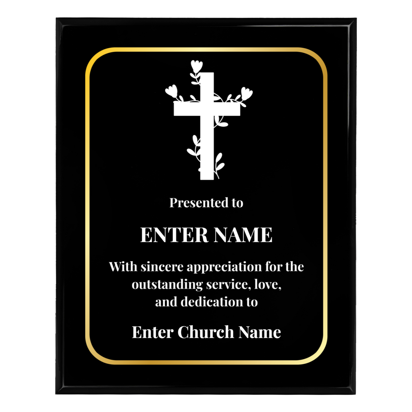 Personalized Church Floral Cross 12" x 15" UV Printed Luxury Award 2