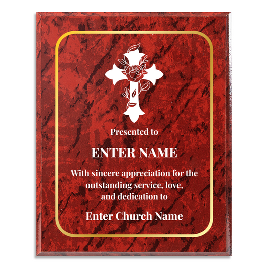 Personalized Church Floral Cross 12" x 15" UV Printed Luxury Award 3