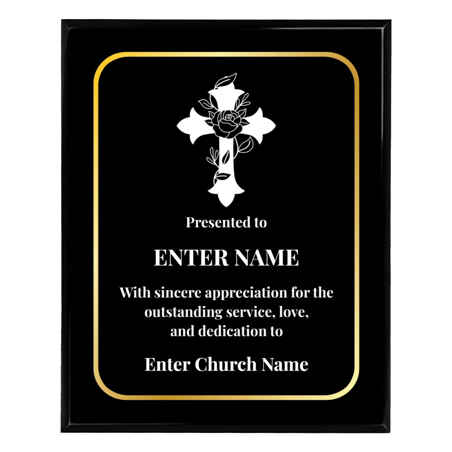 Personalized Church Floral Cross 12" x 15" UV Printed Luxury Award 3
