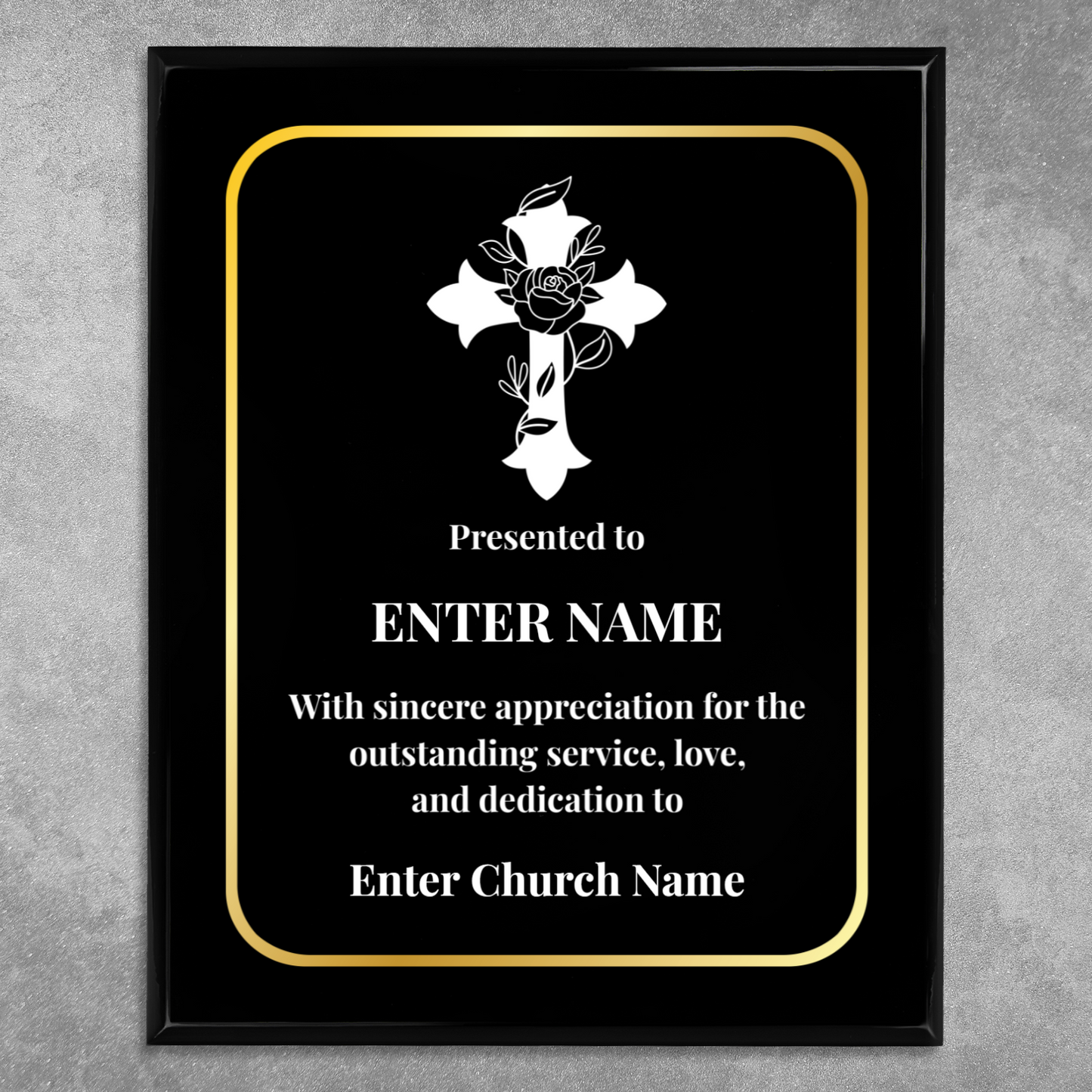 Personalized Church Floral Cross 12" x 15" UV Printed Luxury Award 3