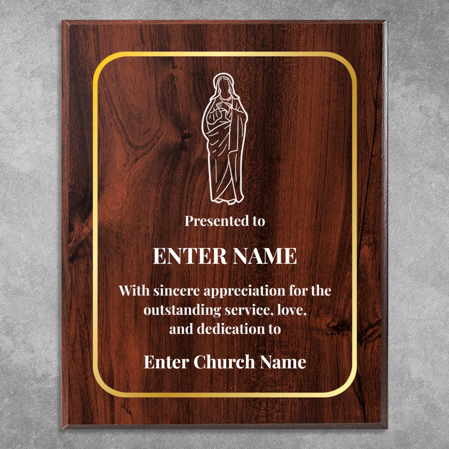 Personalized Church Holy Mary 12" x 15" UV Printed Luxury Award