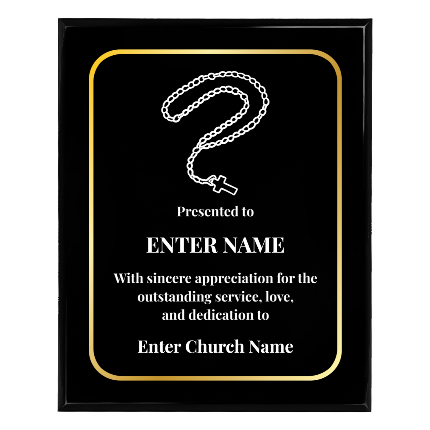Personalized Church Rosary Beads 12" x 15" UV Printed Luxury Award