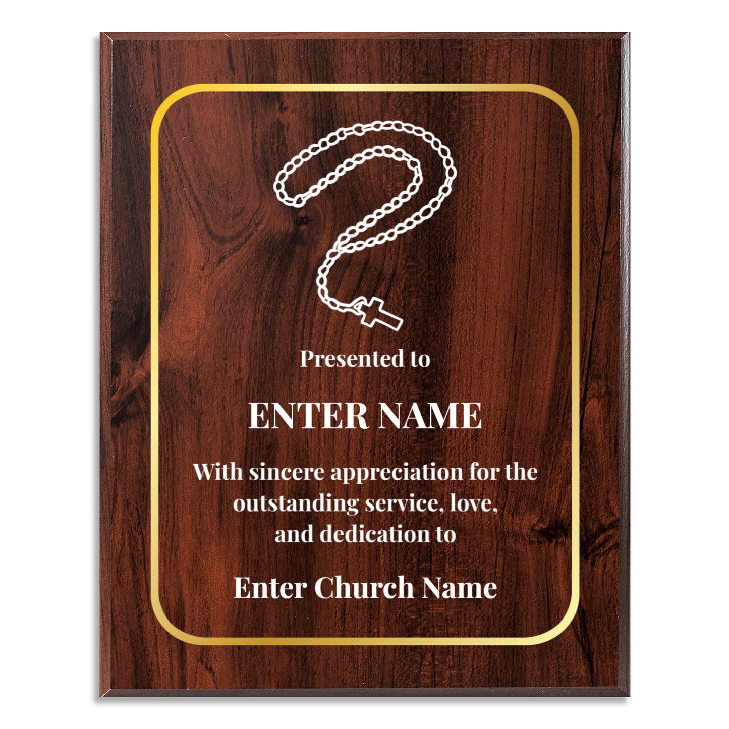 Personalized Church Rosary Beads 12" x 15" UV Printed Luxury Award