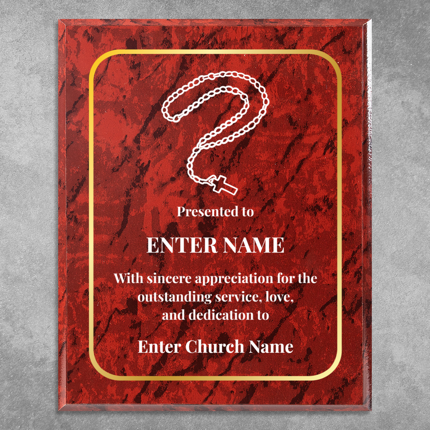 Personalized Church Rosary Beads 12" x 15" UV Printed Luxury Award