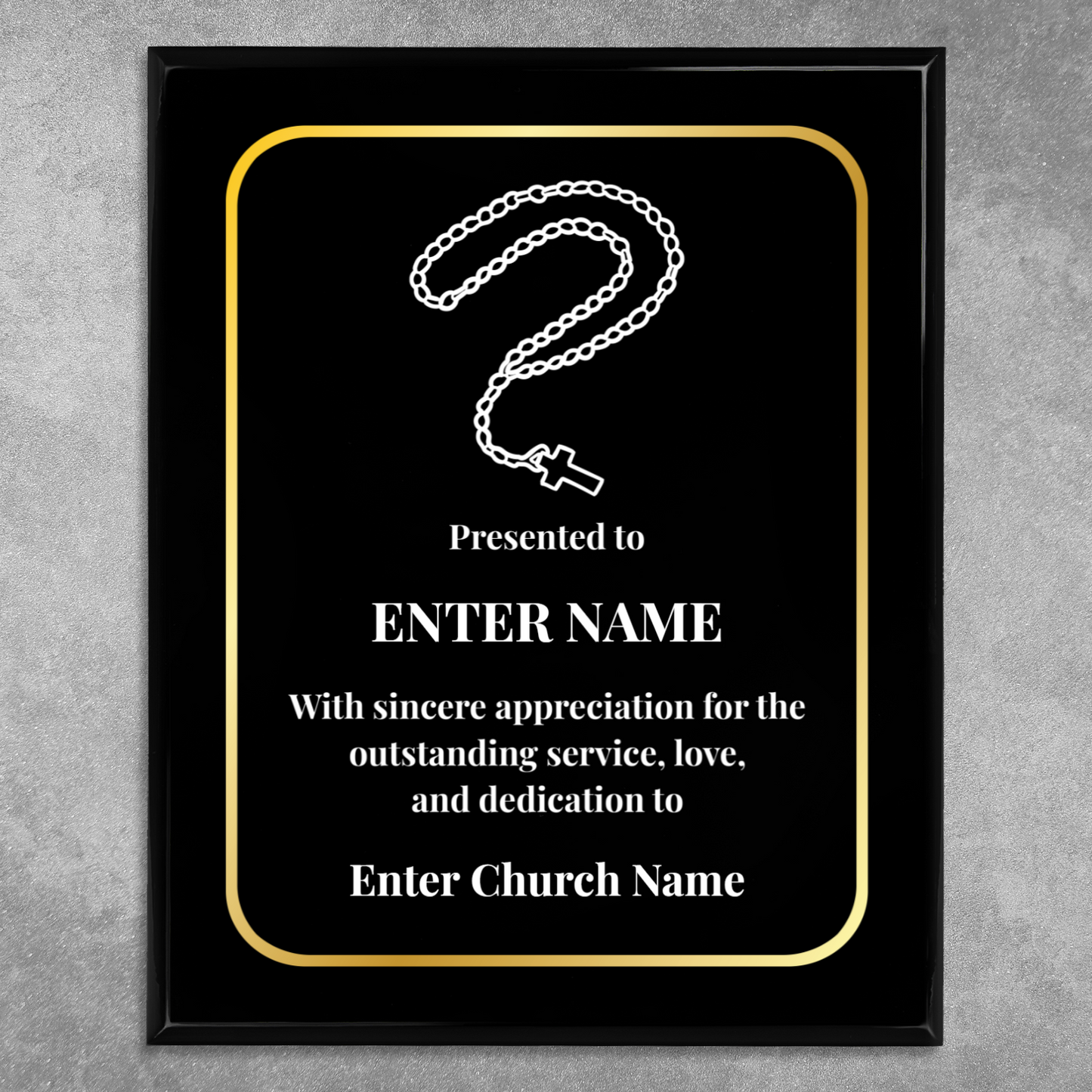 Personalized Church Rosary Beads 12" x 15" UV Printed Luxury Award