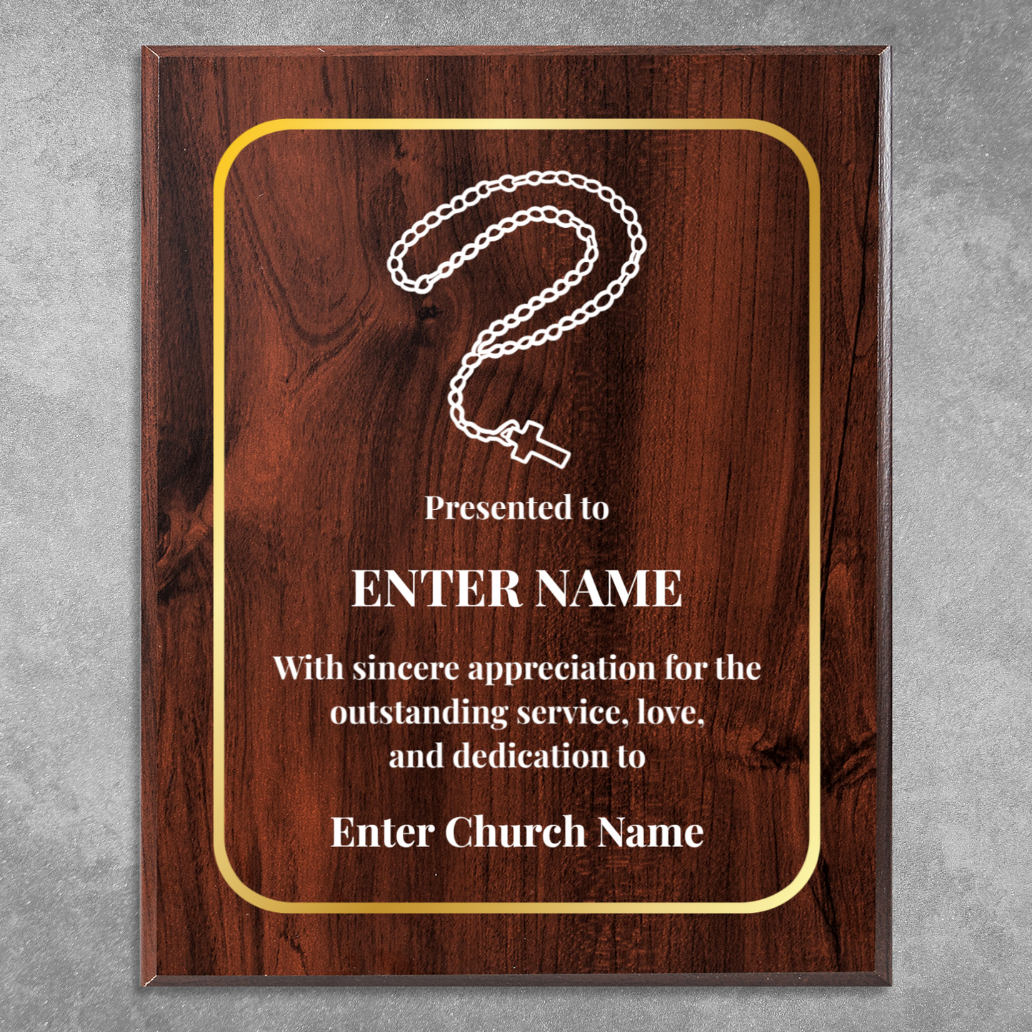 Personalized Church Rosary Beads 12" x 15" UV Printed Luxury Award
