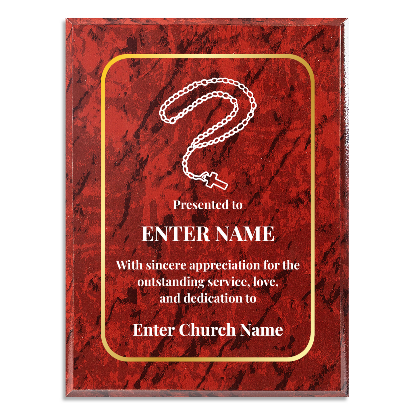 Personalized Church Rosary Beads 9" x 12" UV Printed Luxury Award
