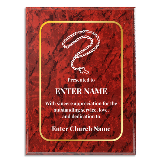 Personalized Church Rosary Beads 9" x 12" UV Printed Luxury Award