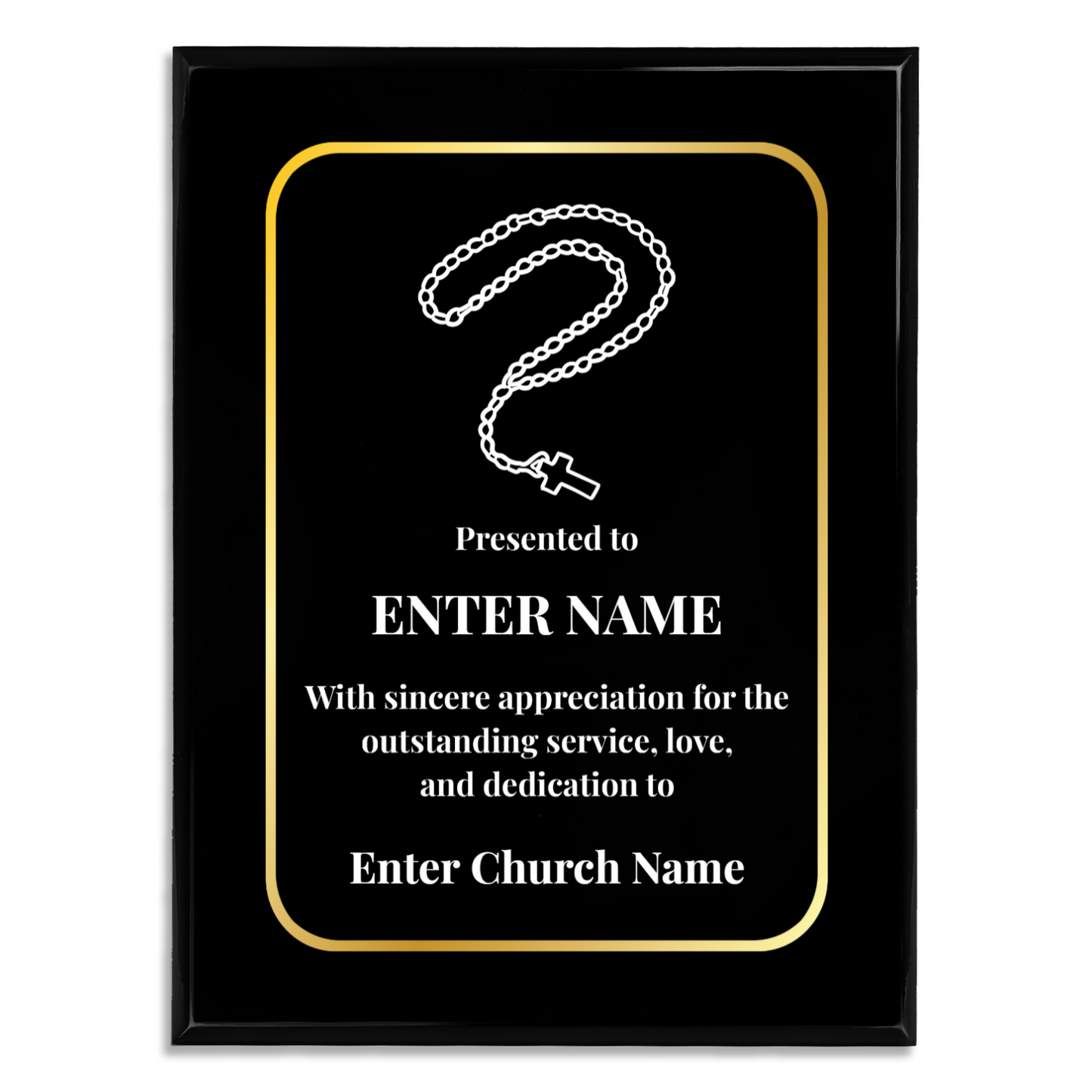 Personalized Church Rosary Beads 9" x 12" UV Printed Luxury Award