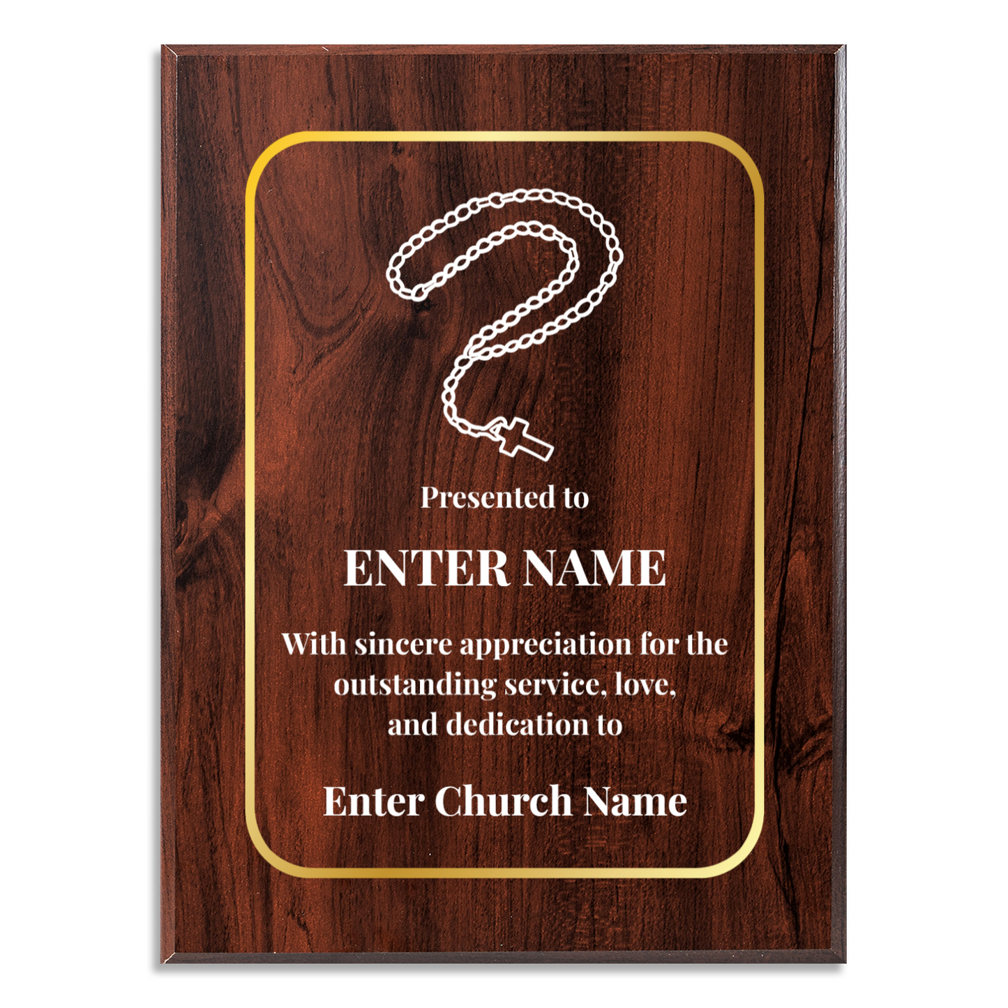 Personalized Church Rosary Beads 9" x 12" UV Printed Luxury Award