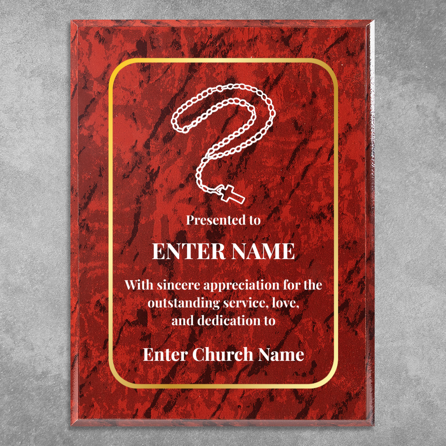 Personalized Church Rosary Beads 9" x 12" UV Printed Luxury Award