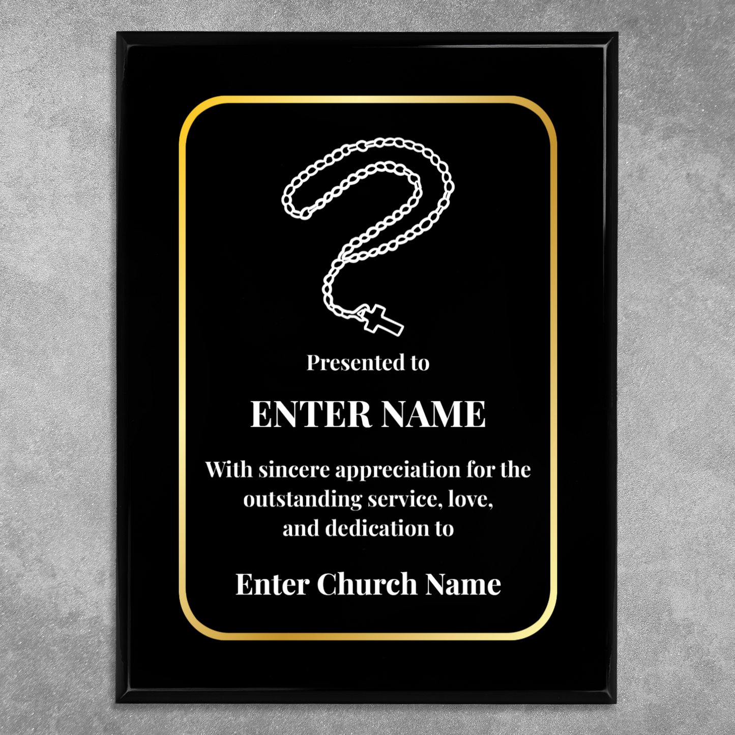 Personalized Church Rosary Beads 9" x 12" UV Printed Luxury Award