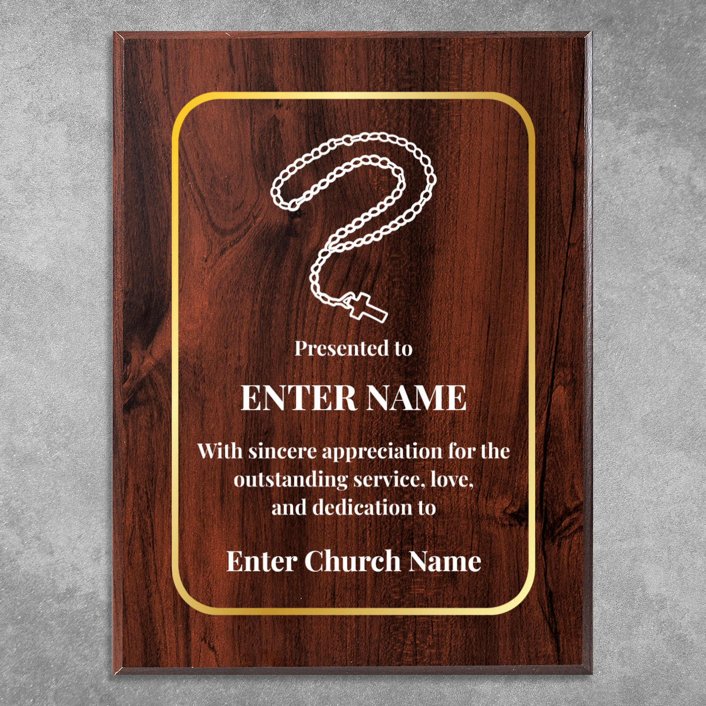 Personalized Church Rosary Beads 9" x 12" UV Printed Luxury Award
