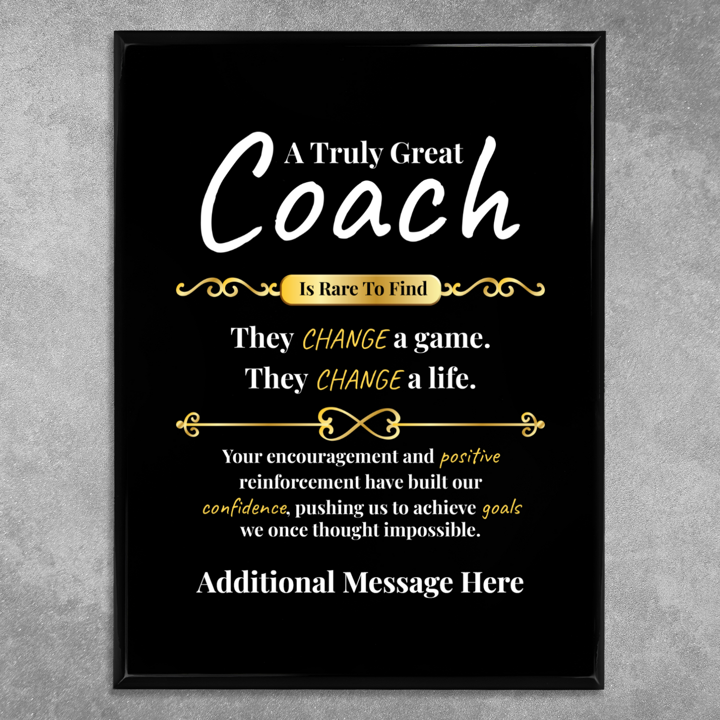 Personalized A Truly Great Coach 9" x 12" UV Printed Luxury Award
