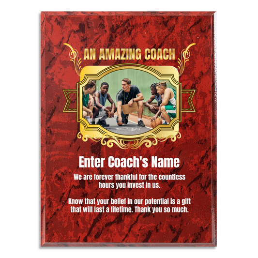 Personalized An Amazing Coach 9" x 12" UV Printed Luxury Award