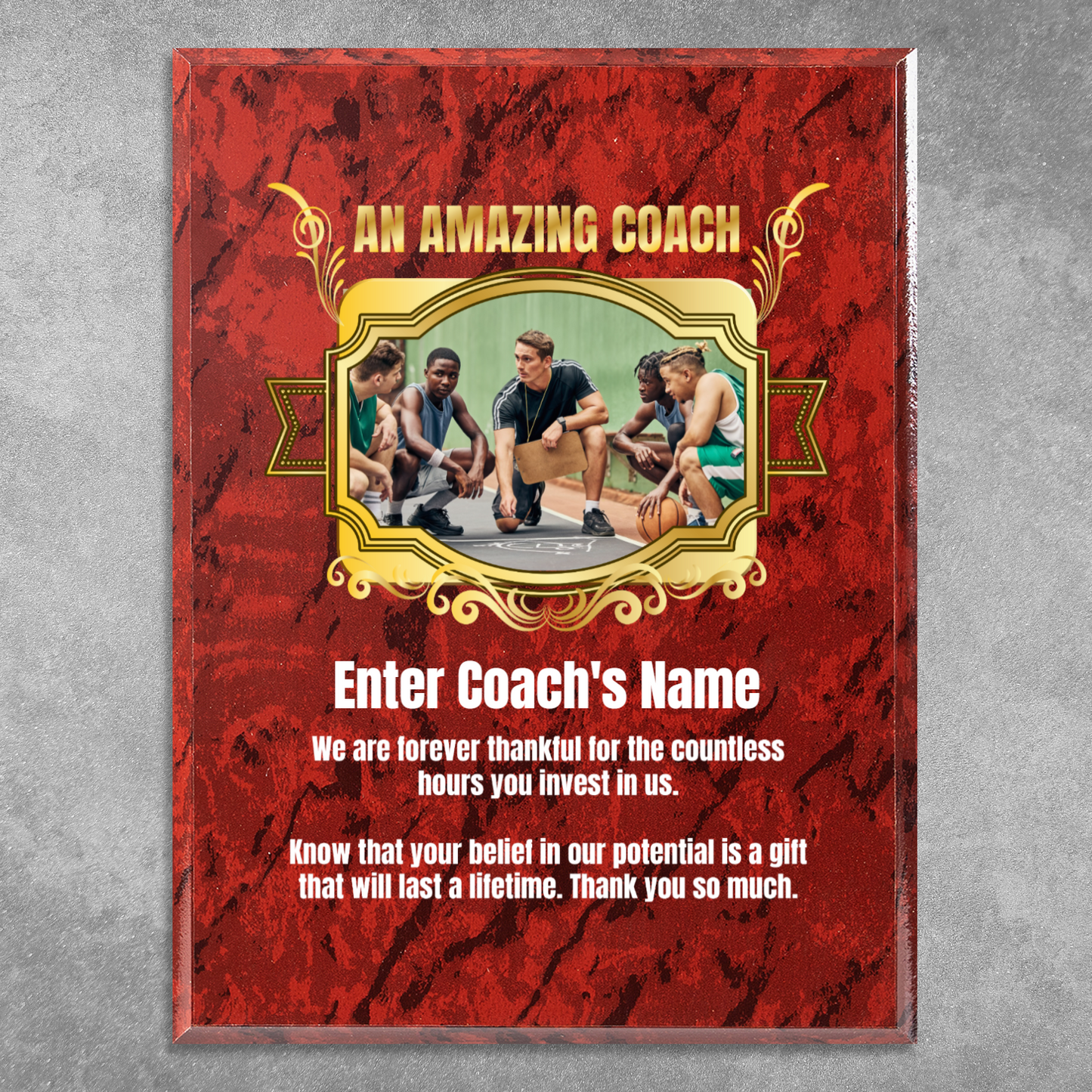 Personalized An Amazing Coach 9" x 12" UV Printed Luxury Award