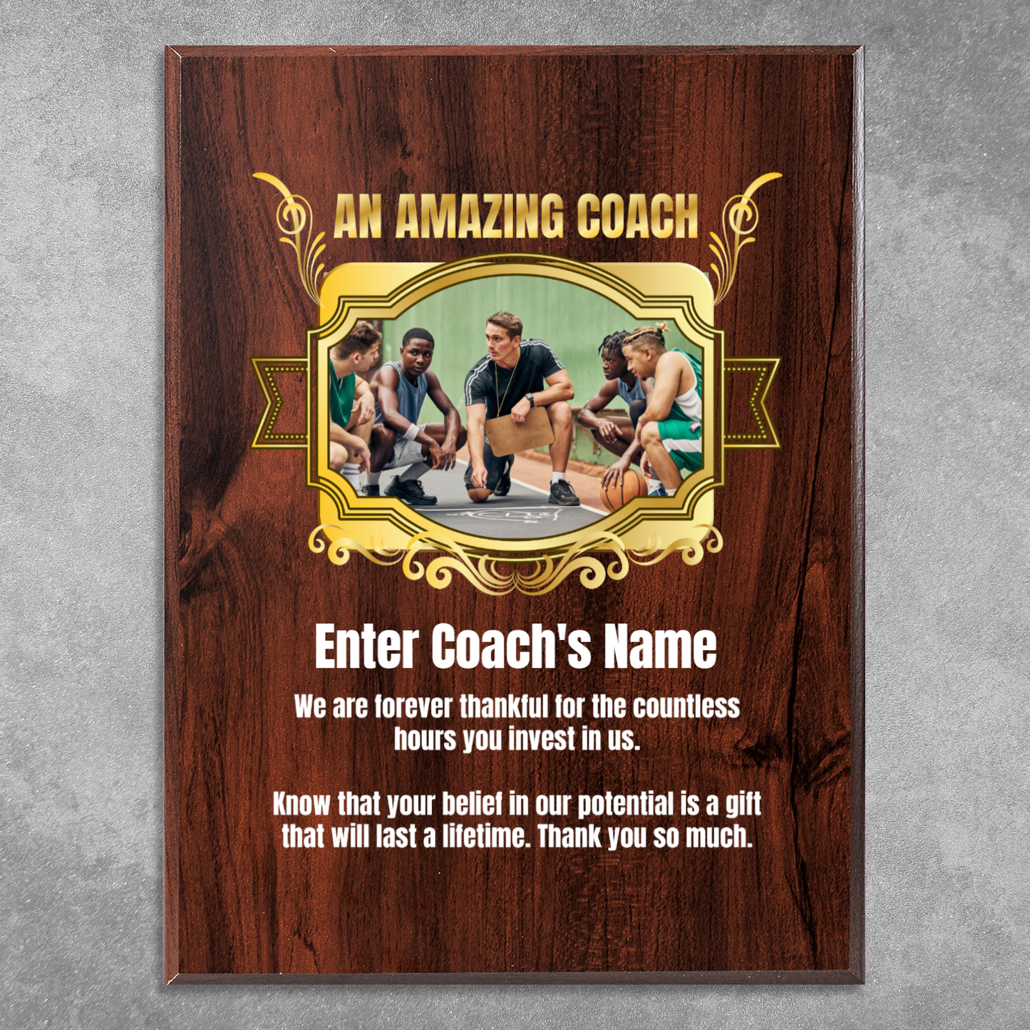 Personalized An Amazing Coach 9" x 12" UV Printed Luxury Award