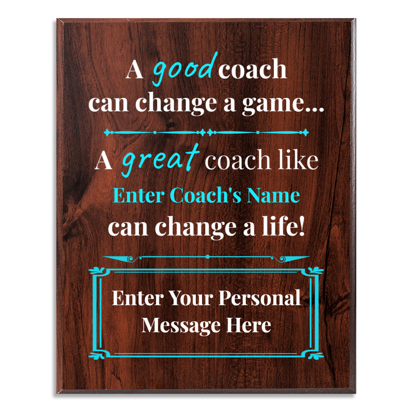 Personalized A Good Coach Can Change A Game 12" x 15" UV Printed Luxury Award
