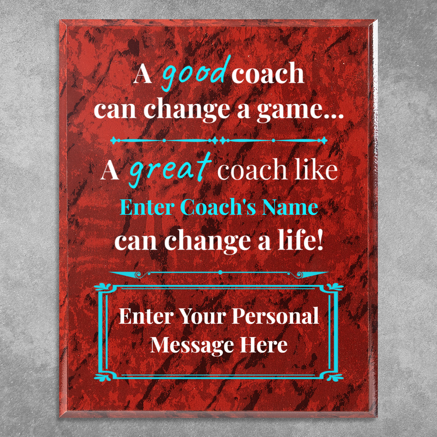 Personalized A Good Coach Can Change A Game 12" x 15" UV Printed Luxury Award