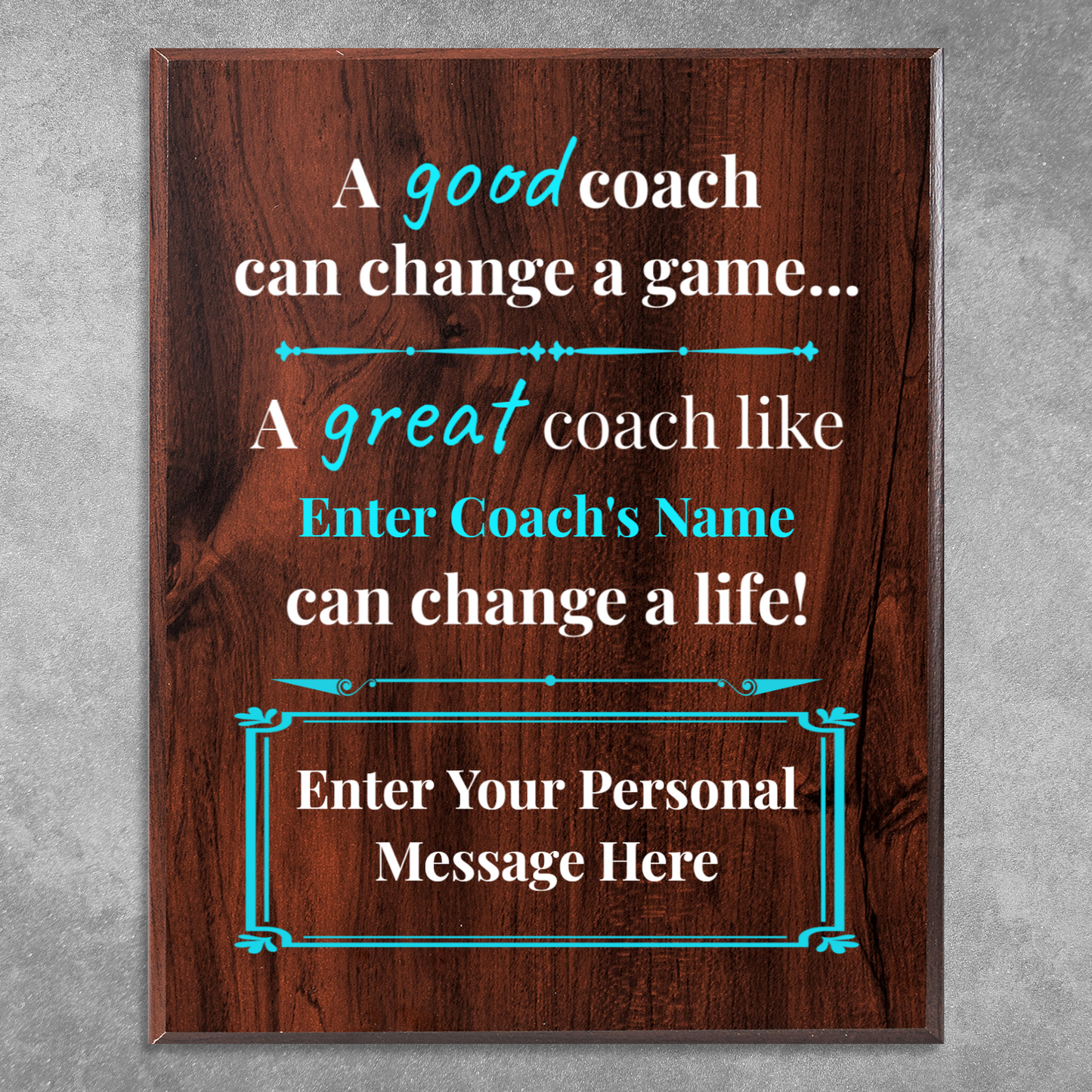 Personalized A Good Coach Can Change A Game 12" x 15" UV Printed Luxury Award