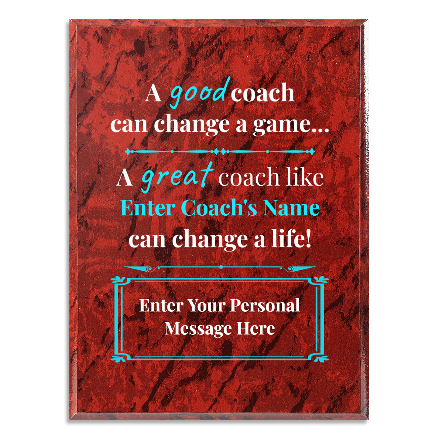 Personalized A Good Coach Can Change A Game 9" x 12" UV Printed Luxury Award