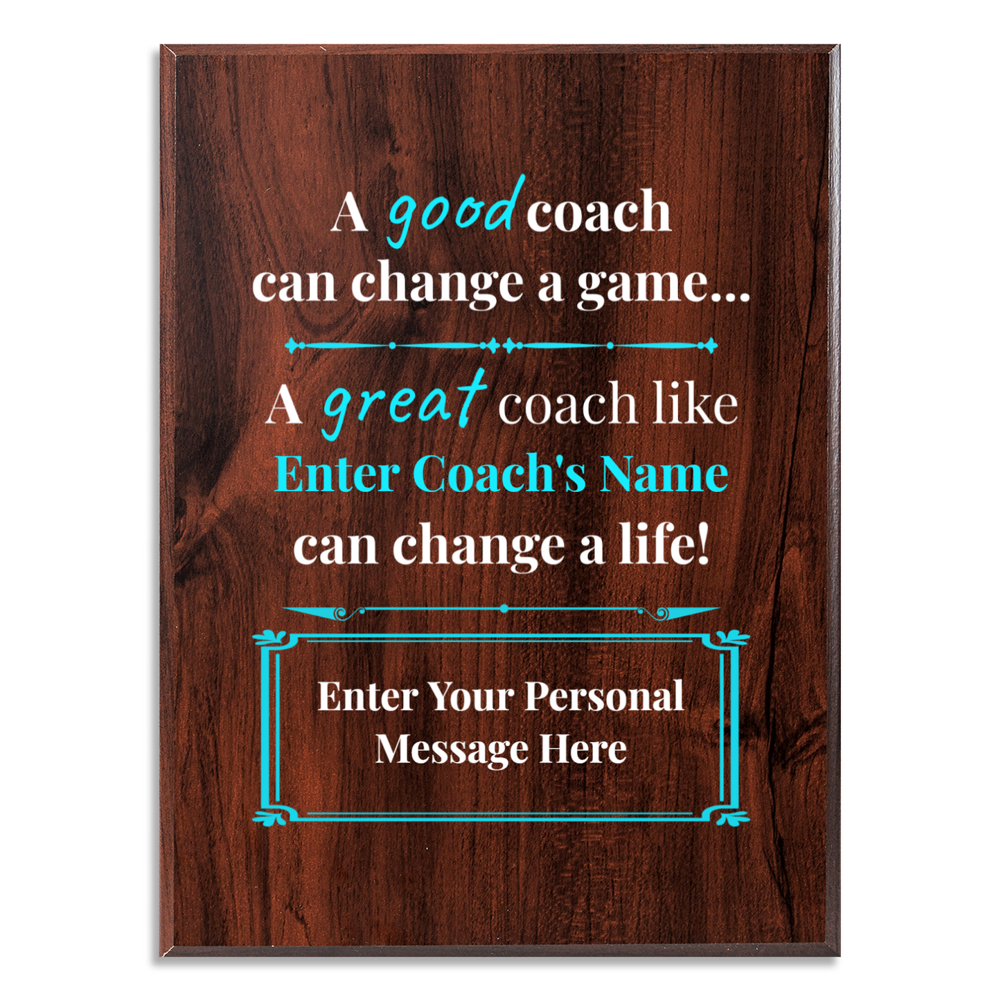 Personalized A Good Coach Can Change A Game 9" x 12" UV Printed Luxury Award