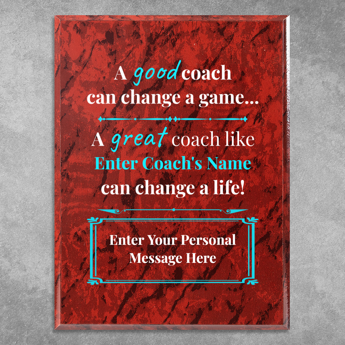 Personalized A Good Coach Can Change A Game 9" x 12" UV Printed Luxury Award