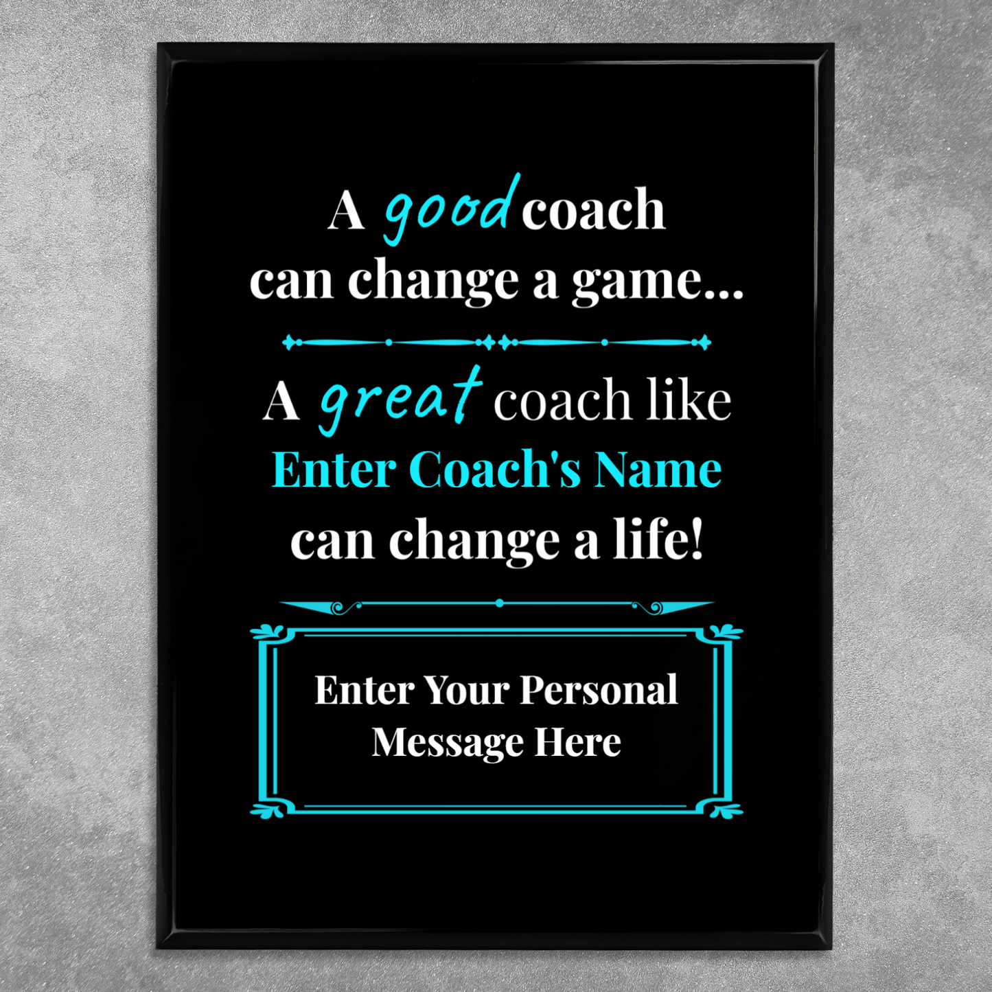 Personalized A Good Coach Can Change A Game 9" x 12" UV Printed Luxury Award