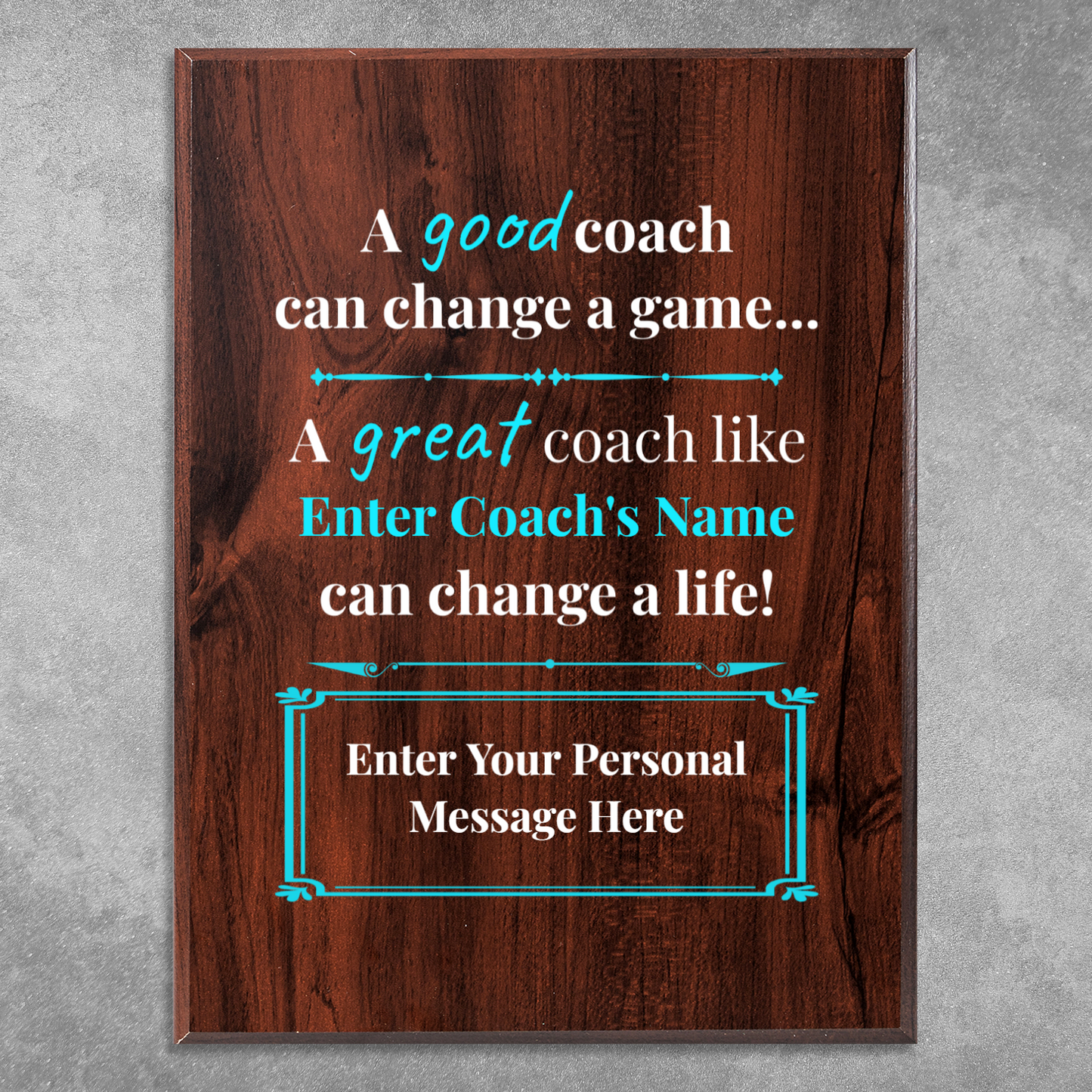 Personalized A Good Coach Can Change A Game 9" x 12" UV Printed Luxury Award