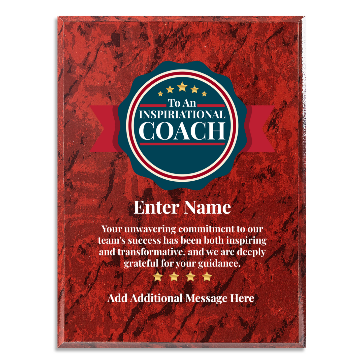 Personalized Inspirational Coach 9" x 12" UV Printed Luxury Award