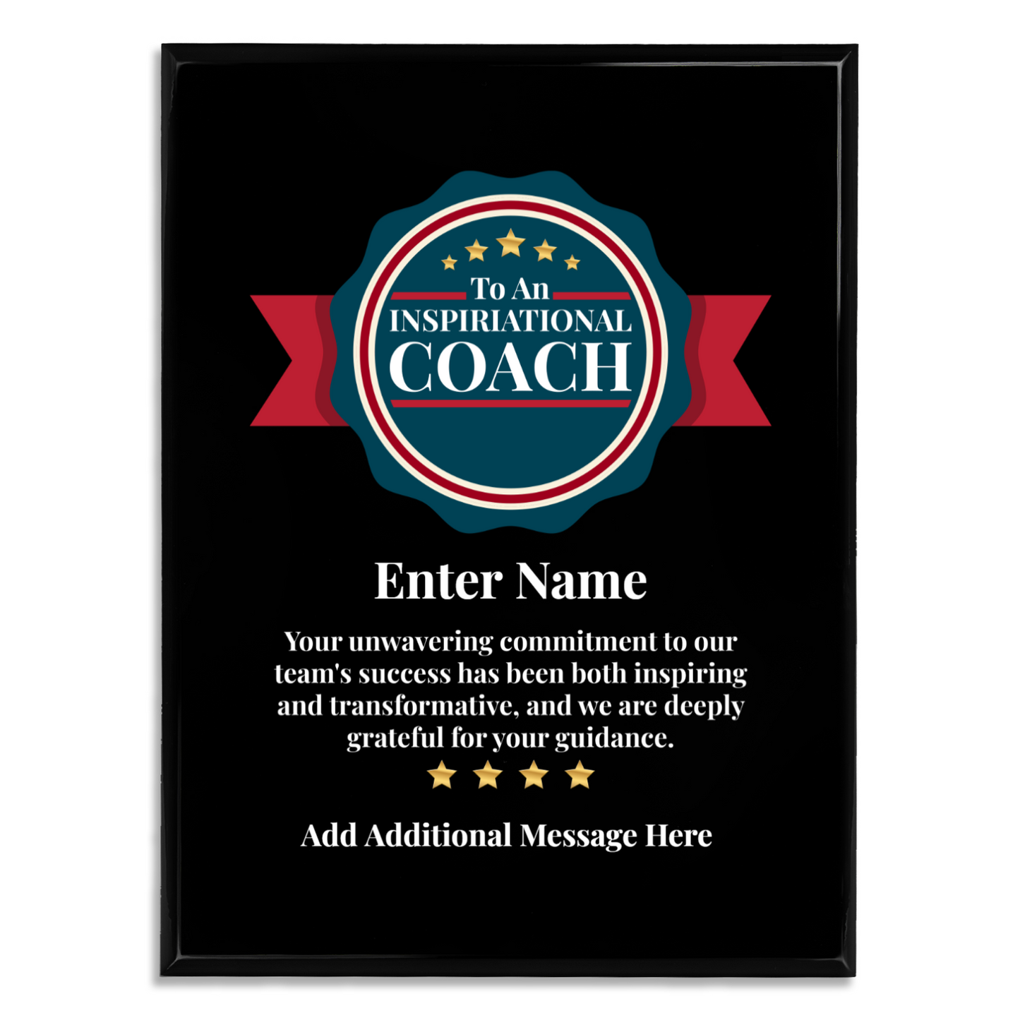 Personalized Inspirational Coach 9" x 12" UV Printed Luxury Award