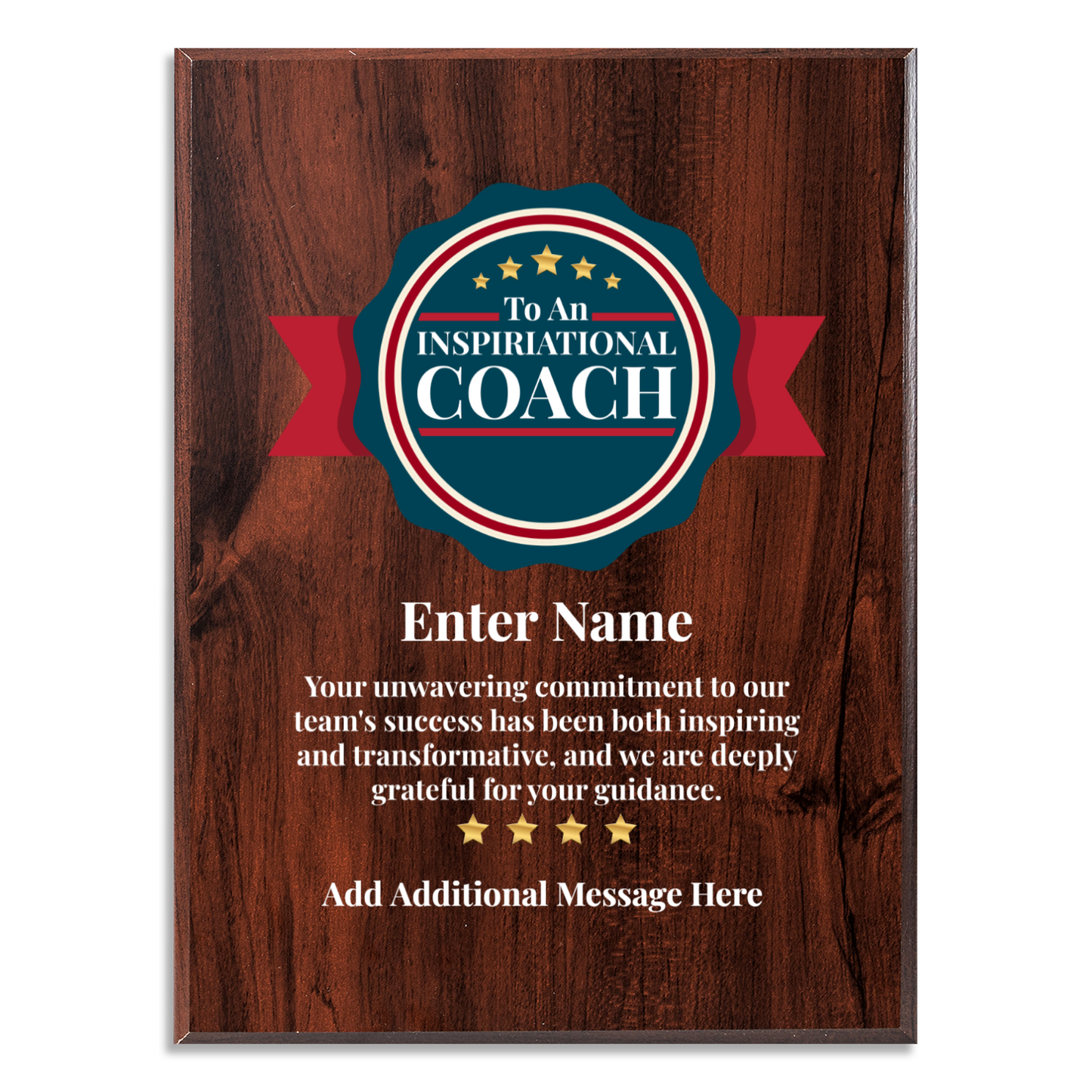 Personalized Inspirational Coach 9" x 12" UV Printed Luxury Award