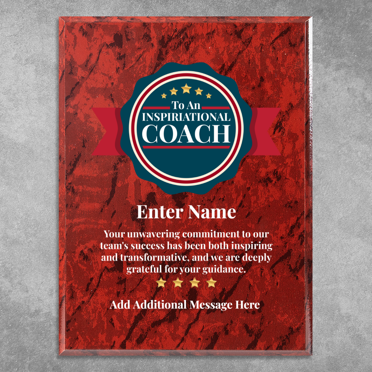Personalized Inspirational Coach 9" x 12" UV Printed Luxury Award