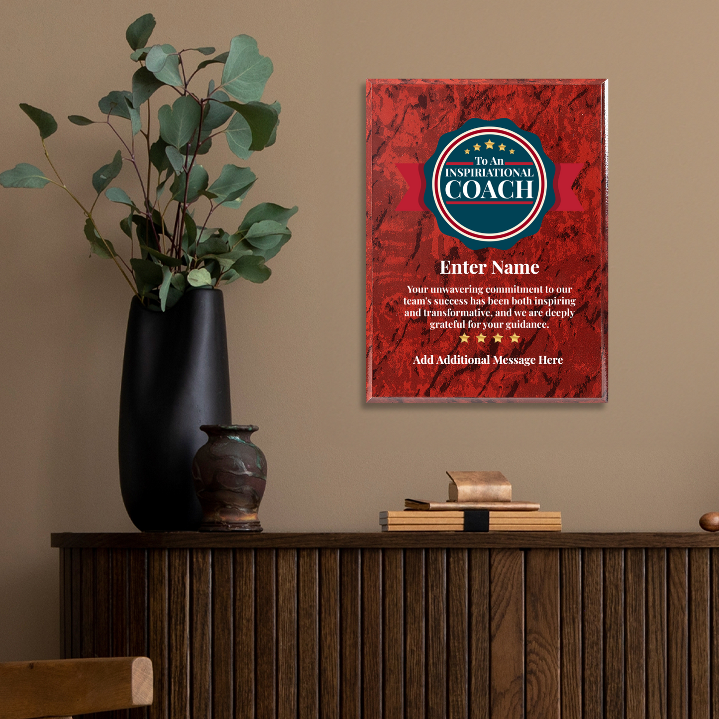 Personalized Inspirational Coach 9" x 12" UV Printed Luxury Award