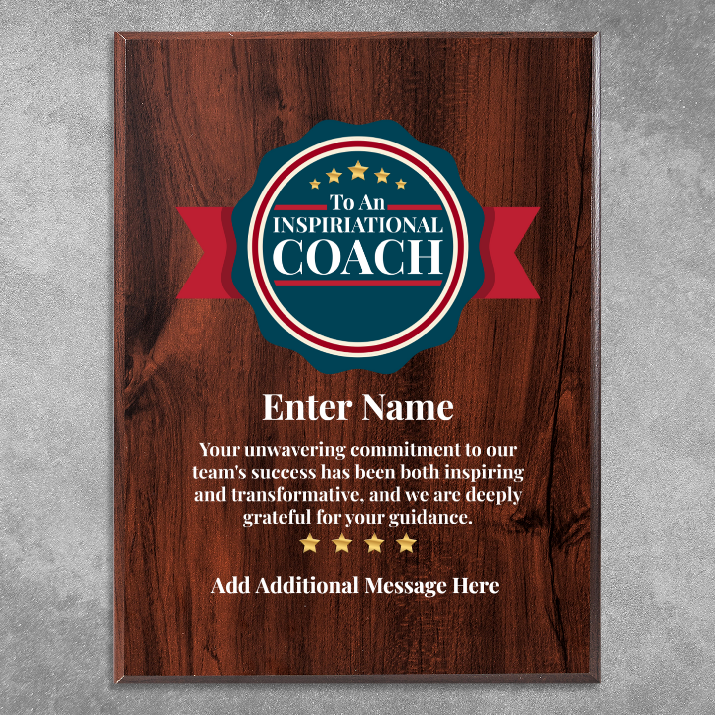 Personalized Inspirational Coach 9" x 12" UV Printed Luxury Award