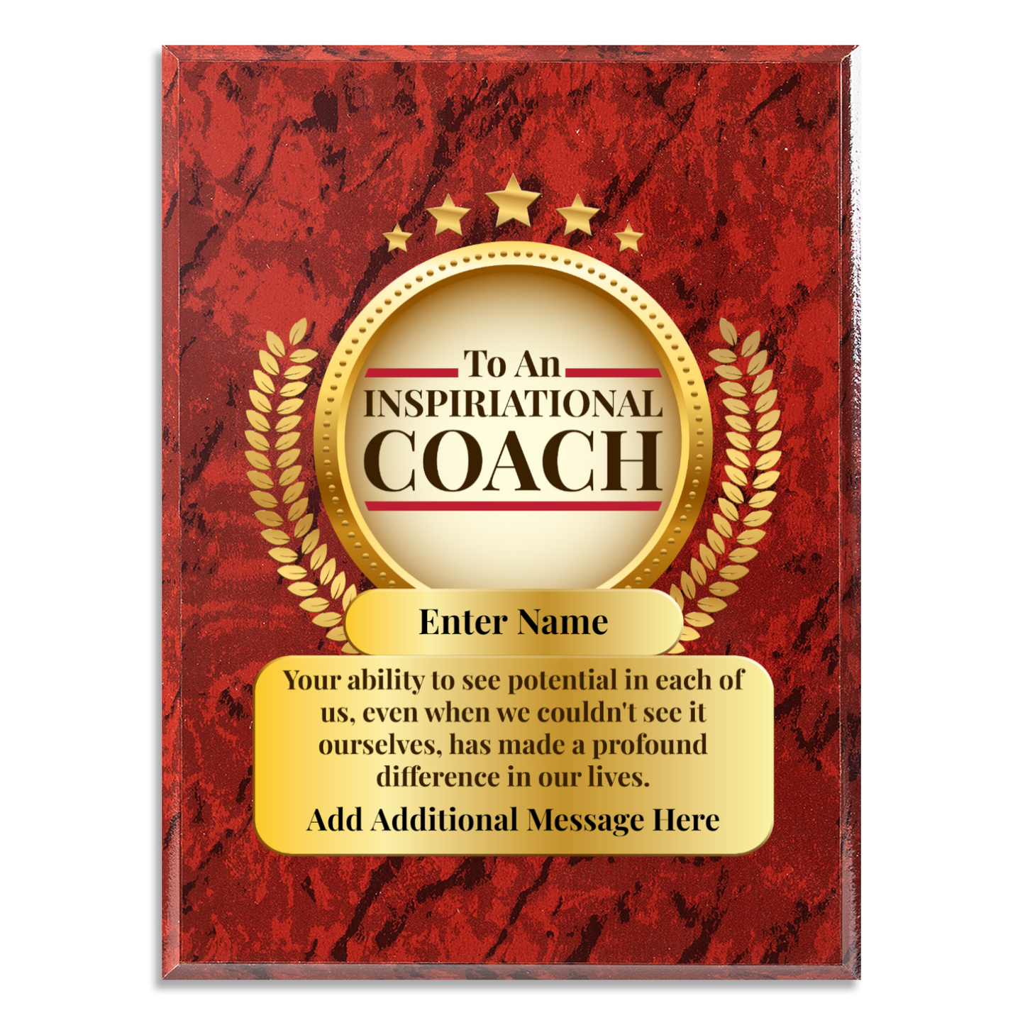 Personalized Inspirational Coach 9" x 12" UV Printed Luxury Award 2