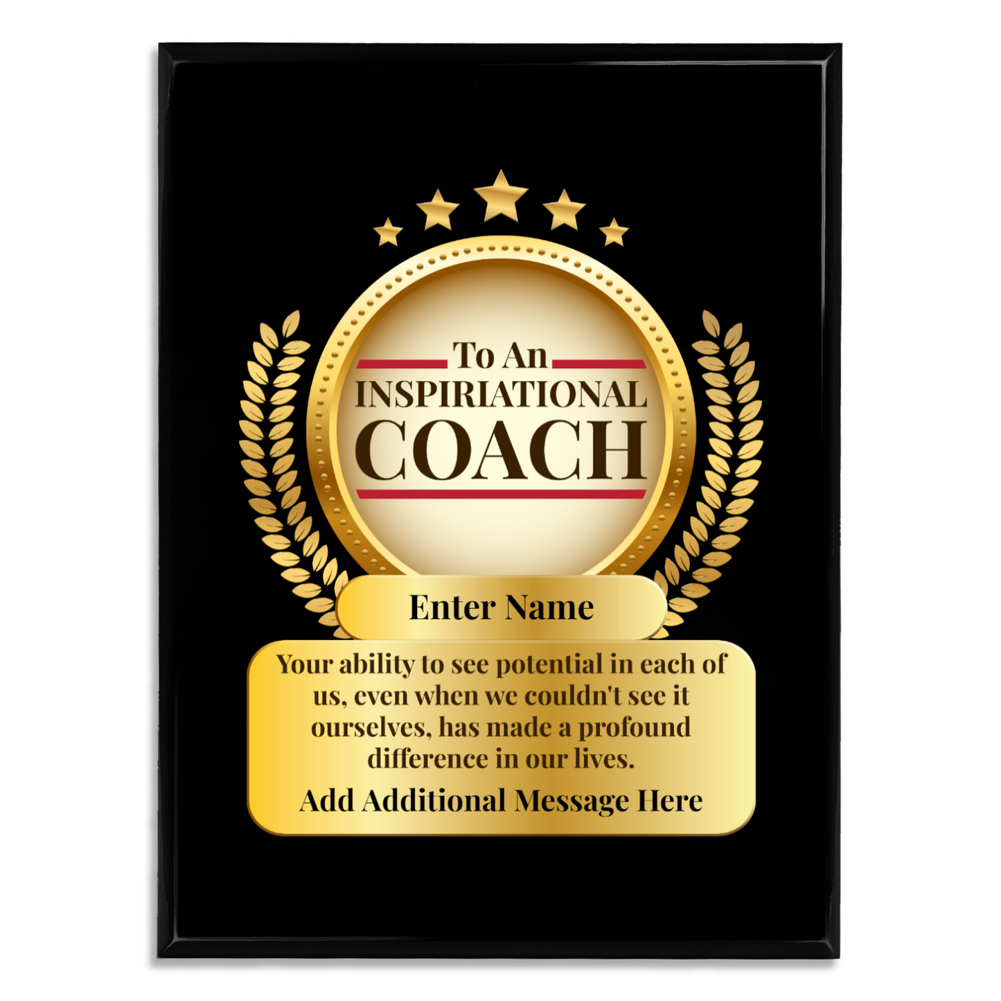 Personalized Inspirational Coach 9" x 12" UV Printed Luxury Award 2
